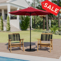 Flash Furniture GM-402003-RED-GG Red 9 FT Round Umbrella with 1.5